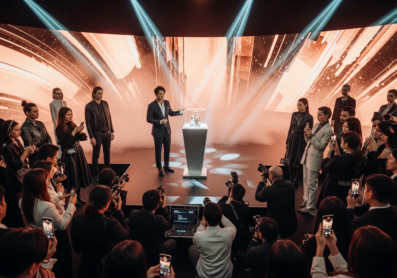 具有時尚秀場氛圍的品牌活動現場與產品發表形象照片。